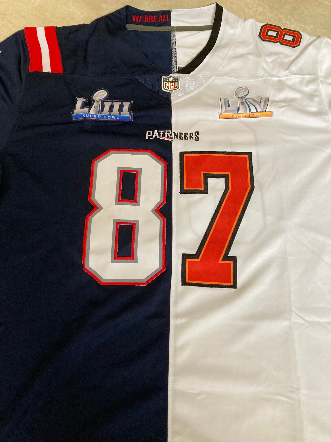 Rob Gronkowski 87 Split jersey New England patriots/Tampa
