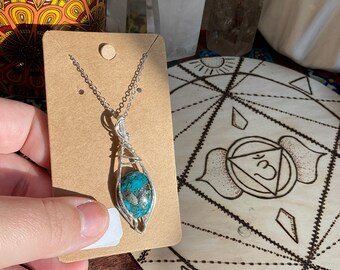 Persian Turquoise with Pyrite Necklace in Silver