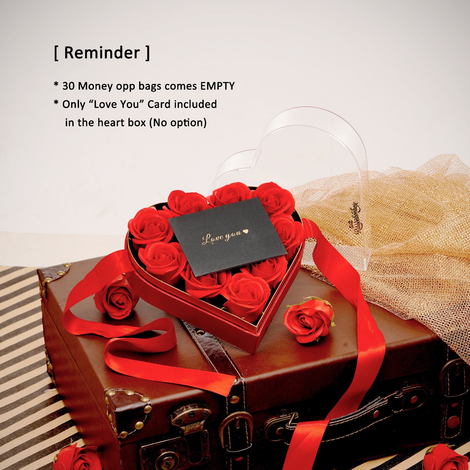 Ribbonbonbox Money Box for Cash Gift Pull Heart Box Unique Gifts for