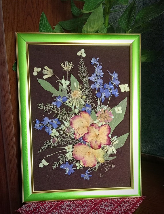 Pressed Flowers Wall Art Oshibana Pressed Flowers Picture Framed Floral Wall  Décor Oshibana Art Gift From Ukraine 