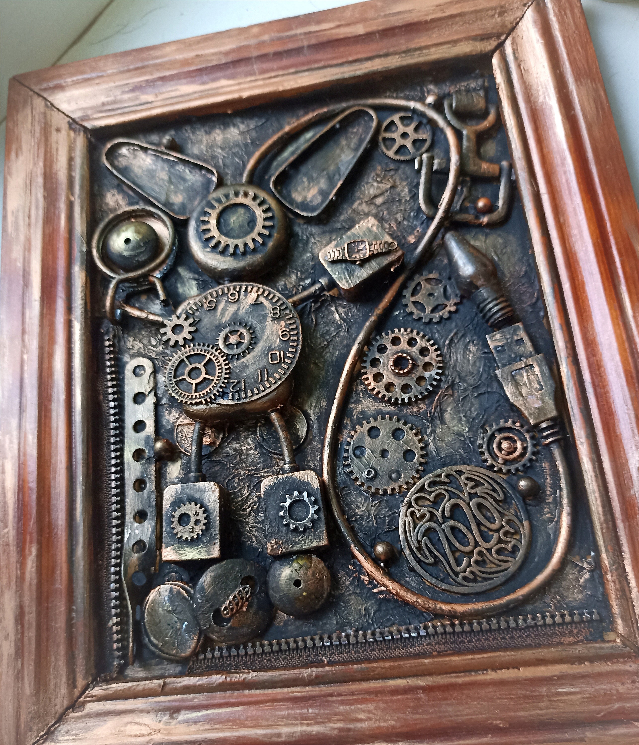 Steampunk Abstract Wall Décor Contemporary Assemblage "time Man ...