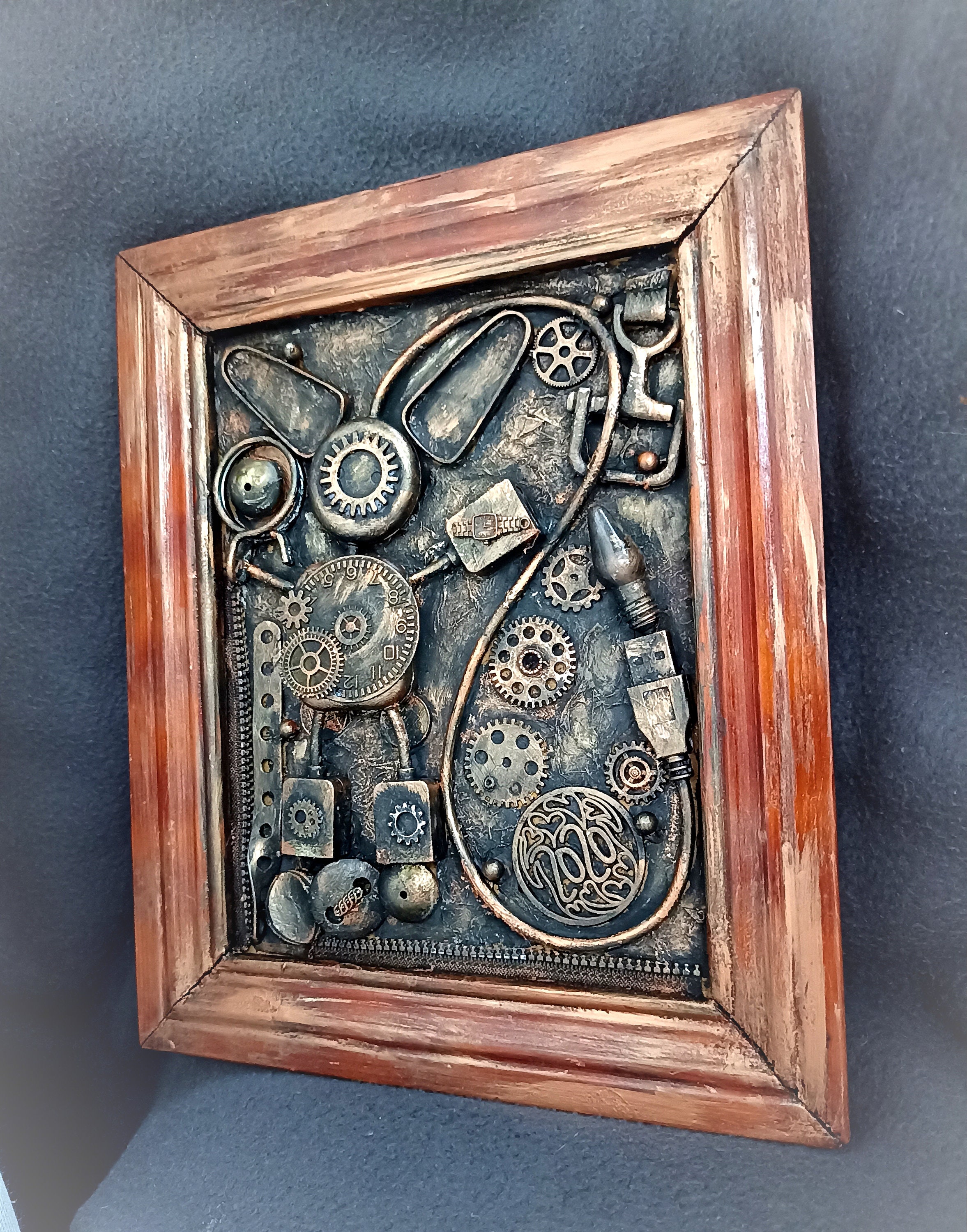 Steampunk Abstract Wall Décor Contemporary Assemblage "time Man ...