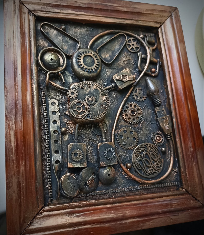 Steampunk Abstract Wall Décor Contemporary Assemblage "time Man ...