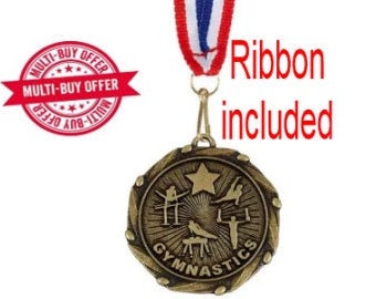 Attendance award Bronze Medal  with red white blue Ribbon 50mm  Free Engraving 