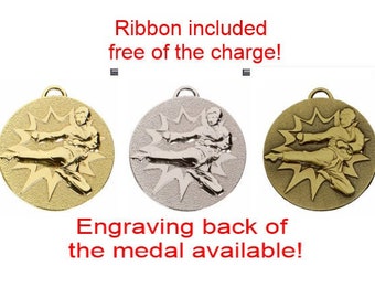 MARTIAL ARTS MEDAL- Gold, Silver, Bronze- 50MM (2") - engravable