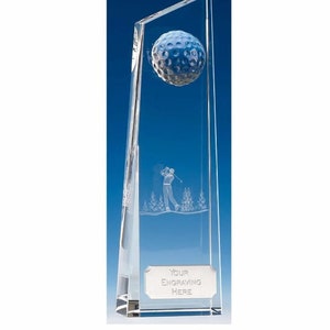 Golf Crystal Award Trophäe - Personalisierte Gravur - Geschenkbox
