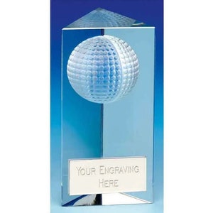 Golf Crystal Block Award Trophy - personalisierte Gravur - Geschenkbox