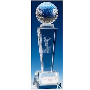 Golf Crystal Award Trophäe - Personalisierte Gravur - Geschenk Boxed