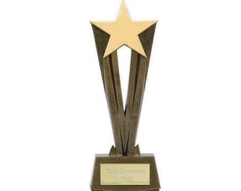 Personalised Engraved Star Cascade Gold Trophy Great Player Team Award 