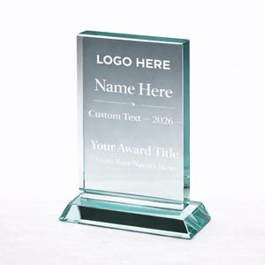 Personalised Jade Glass Award | Engraved Crystal Trophy