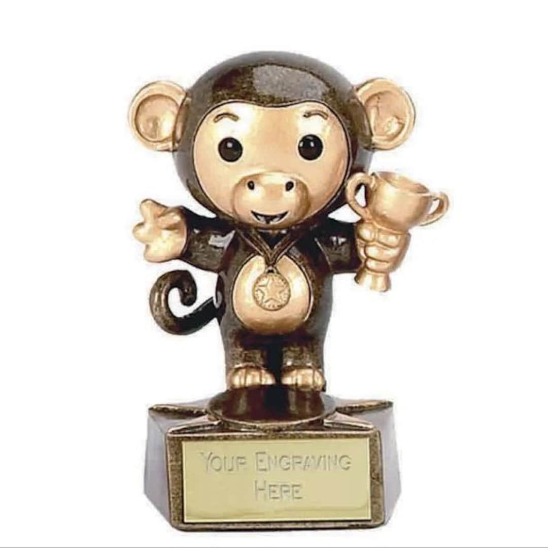 Monkey Award Trophy - Personalized Engraving - Custom Insert - Etsy