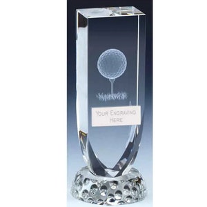 Golf Crystal Award Trophy - personalisierte Gravur - Geschenkbox