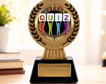 Personalised Quiz Trophy, Custom Engraved Pub Night Winner Award, Team Competition Prize