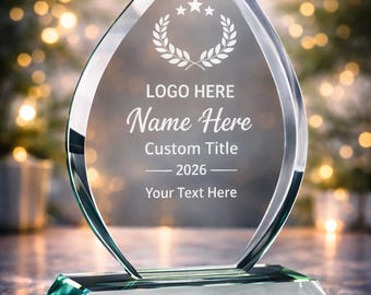 Prix personnalisé en verre de jade - Trophée de reconnaissance gravé au laser dans un coffret cadeau