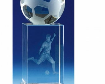 Football Crystal Glass Award- Football Crystal- Gift Boxed- Personalised Engraving