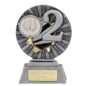 2nd Place Trophy Award - Personalised Engraving - Customise Insert