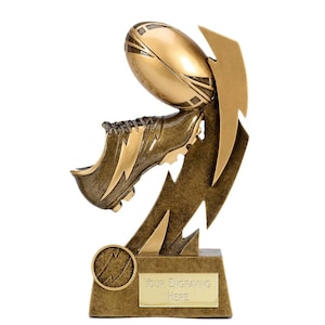 Rugby Boot & Ball Trophy Award - Personalized Engraving - Custom Insert