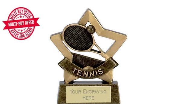 Personalised Tennis Trophy award mini star *Free Engraving* 