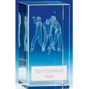 Golf Crystal Award Trophy - Golf Team Award - Personalized Engraving - Gift Boxed