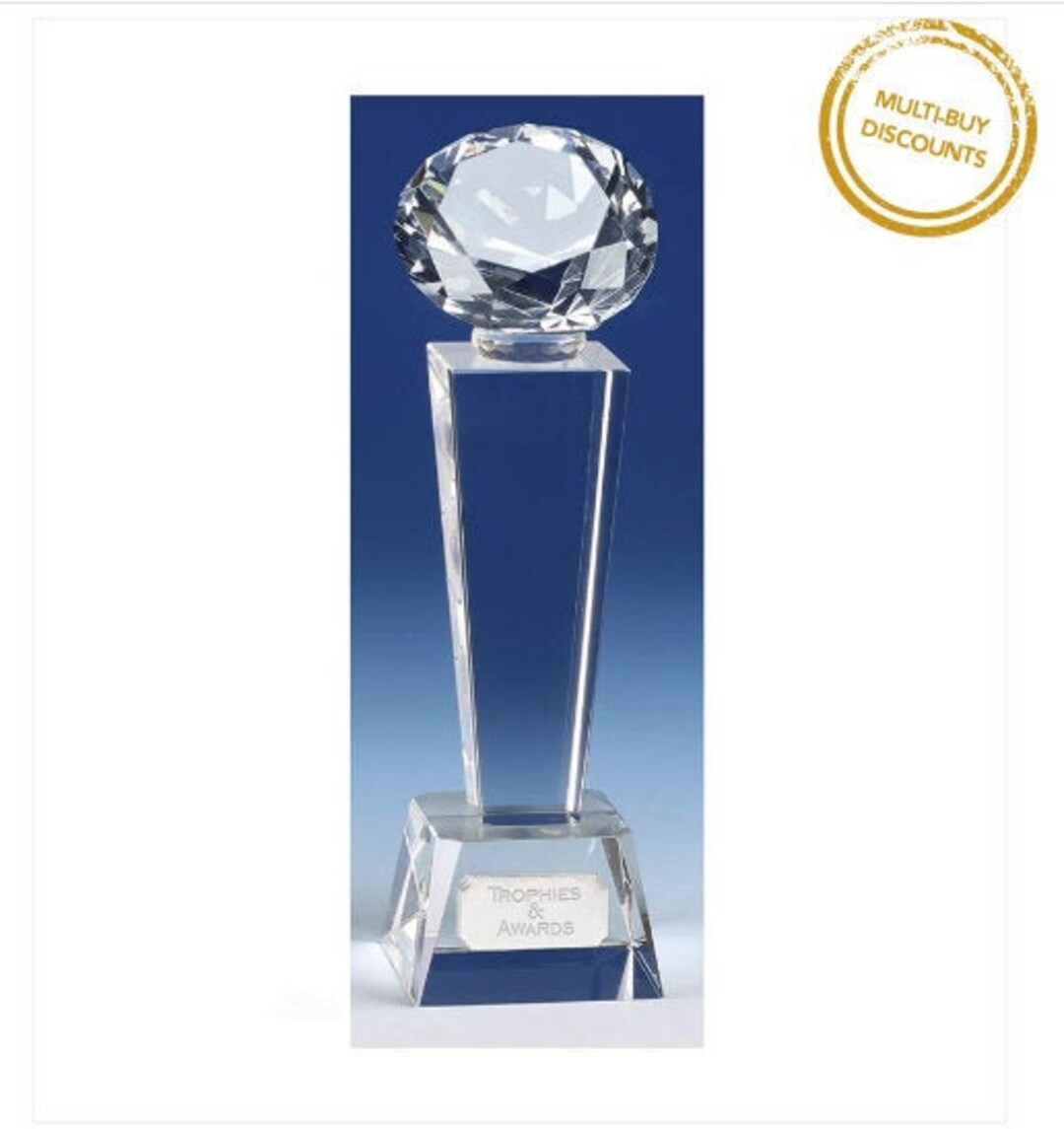 Diamond Glass Award Trophy Personalized Engraving Gift Boxed Etsy