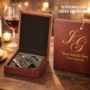 Personalized Rosewood Wine Gift Set – 3 Piece Barware Accessories