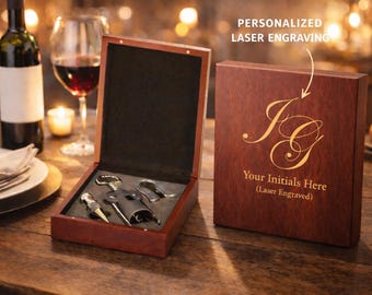 Set regalo personalizzato per vino in palissandro - 3 accessori da bar