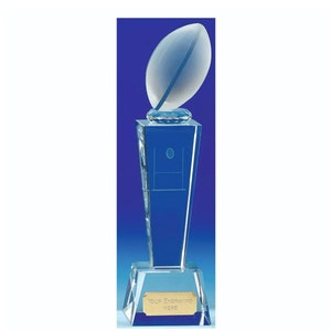 Rugby Ball Crystal Award - Personalised Engraving