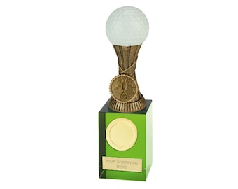Trofeo de premio de cristal de pelota de golf - Grabado personalizado - Inserto personalizado