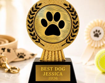Personalisierte Pfotenabdruck-Trophäe | Personalisierte Hunde Gravur Haustier-Konkurrenz Preis