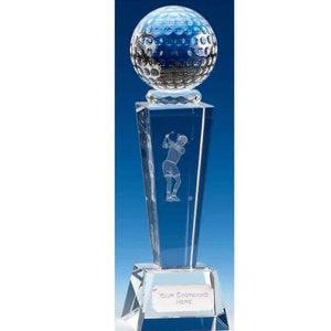 Golfer Crystal Award Trophy - personalisierte Gravur - Geschenkbox