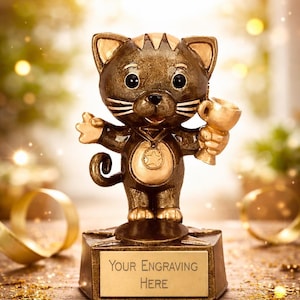 Cat Trophy Award - Personalized Engraving - Custom Insert