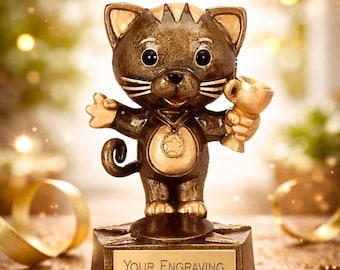 Cat Trophy Award - Personalized Engraving - Custom Insert