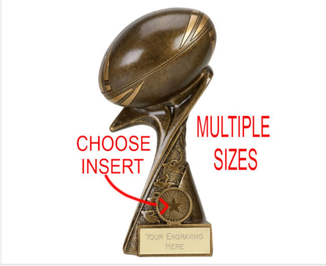 Rugby Ball Trophy Award Personalized Engraving Custom Insert Etsy