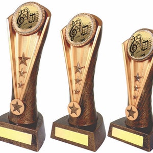 Gold Music Award Trophy - Personalized Engraving - Custom Inserts