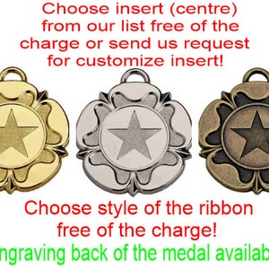 Star Medal - Customized - Personalised Medal - 2 Inch (50mm) Diameter - engravable - gold, silver, bronze medals