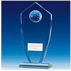 Golf Glass Award Trophäe - Personalisierte Gravur - Geschenkbox