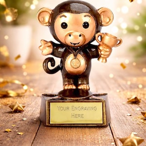 Monkey Award Trophy - Personalized Engraving - Custom insert