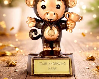 Monkey Award Trophy - Personalized Engraving - Custom insert