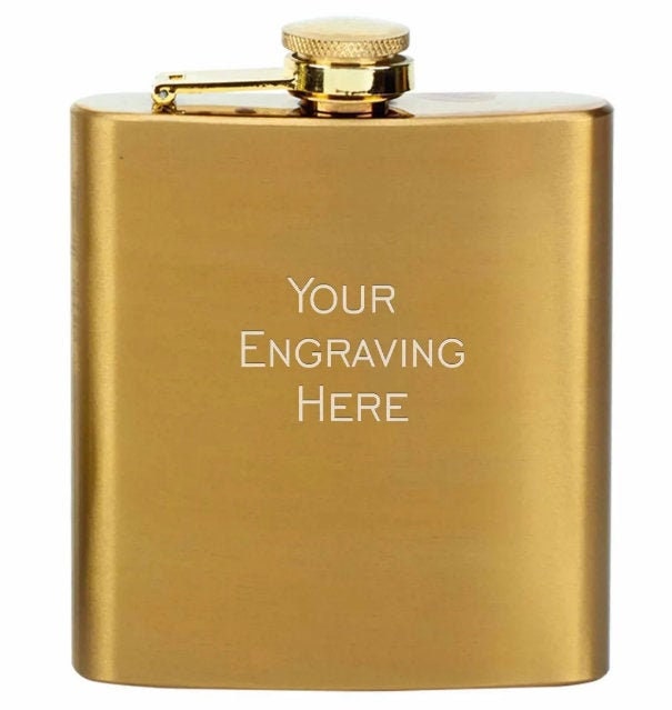 Gold Flask Engraved flask Personalised flask Gift 6oz Etsy