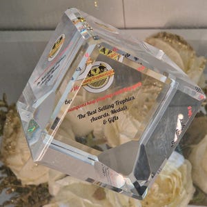 Crystal Cube Paperweight - Colour Printing - Gift Boxed