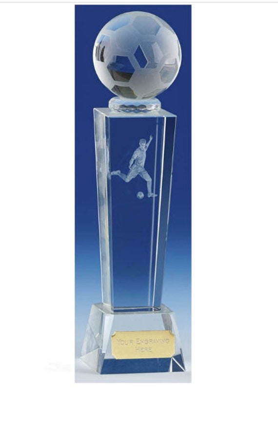 Trophée de football en verre de cristal Coffret cadeau Gravure  personnalisée -  France