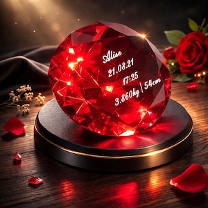 Fermacarte a forma di diamante rosso - Incisione personalizzata - Confezione regalo