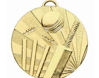 Cricket Medaillen x 10 Metall/50MM/Gold-Silber oder Bronze/Zertifikate/Karten 