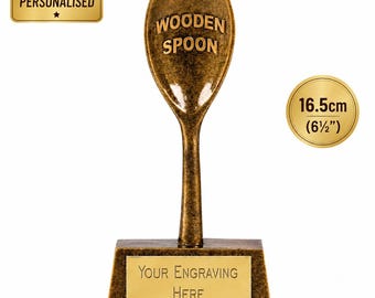 Personalised Wooden Spoon Trophy | Funny Last Place Award | Custom Engraved Gift