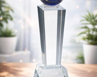 Trofeo Globe Crystal Award - Grabado personalizado - Caja de regalo