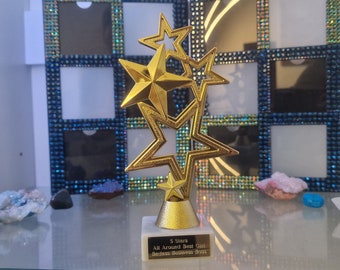 Multi Star Gold Trophy Award - Personalized Engraving