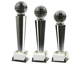 Trofeo de premio de pelota de golf con columna de cristal, grabado personalizado, en caja de regalo