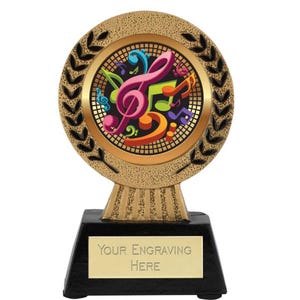 Music Notes Award Trophy - Personalized Engraving