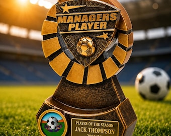 Personalised Manager's Player Trophy – Football Coach Award, Engraved Resin Gift