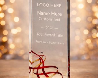 Personalisierte Glaspreis-Trophäe - Gravurband-Design